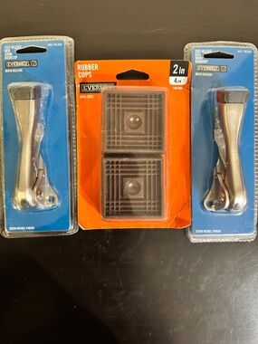 Everbilt 2 in. Brown Square Smooth Rubber floor protector AND Two kick-down stop